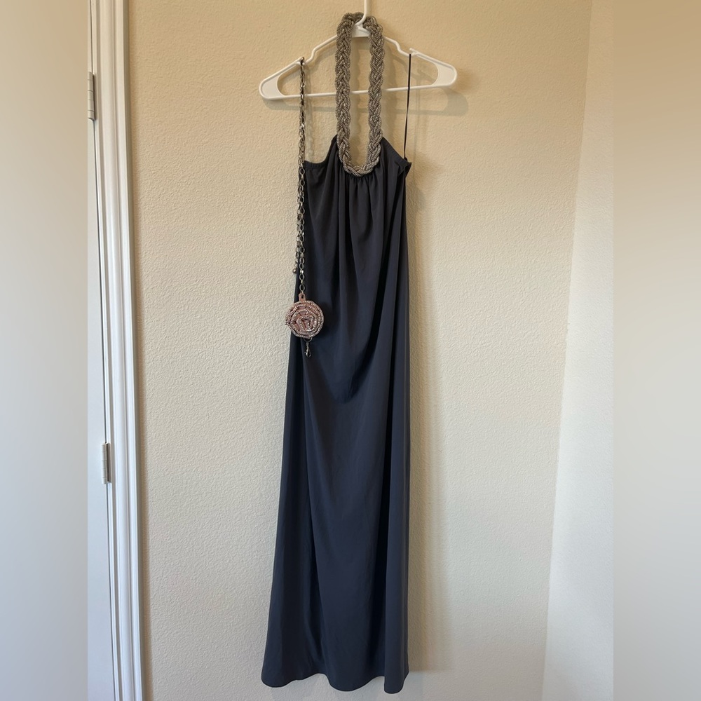 Cato Gray Halter Maxi Dress with Belt - Size M